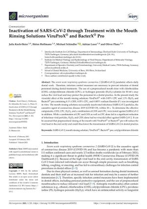 Inactivation of SARS-Cov-2 Through Treatment with the Mouth Rinsing Solutions Viruprox® and Bacterx® Pro