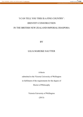 Identity Construction in the British-New Zealand Imperial Diaspora by Lilja Mareike