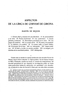 Aspectos De La Lírica De Cerverí De Girona