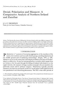 Denial, Polarisation and Massacre: a Comparative Analysis of Northern Ireland and Zanzibar