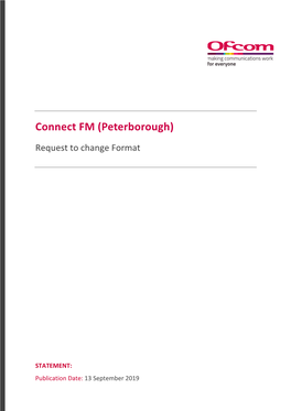 Connect FM (Peterborough) Request to Change Format