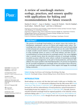 A Review of Sourdough Starters: Ecology, Practices, and Sensory Quality with Applications for Baking and Recommendations for Future Research