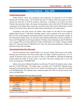 Cotton Outlook – July 2020
