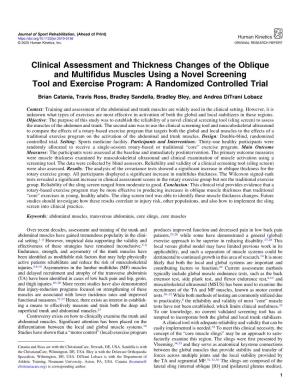 Clinical Assessment and Thickness Changes of the Oblique and Multiﬁdus Muscles Using a Novel Screening Tool and Exercise Program: a Randomized Controlled Trial
