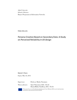 Persona Creation Based on Secondary Data: a Study on Perceived Reliability in UX Design