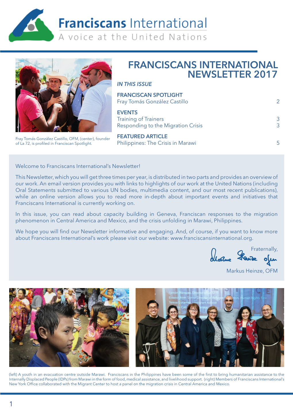 Franciscans International Newsletter 2017 in This Issue