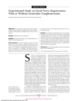 Experimental Study on Facial Nerve Regeneration with Or Without Geniculate Ganglionectomy