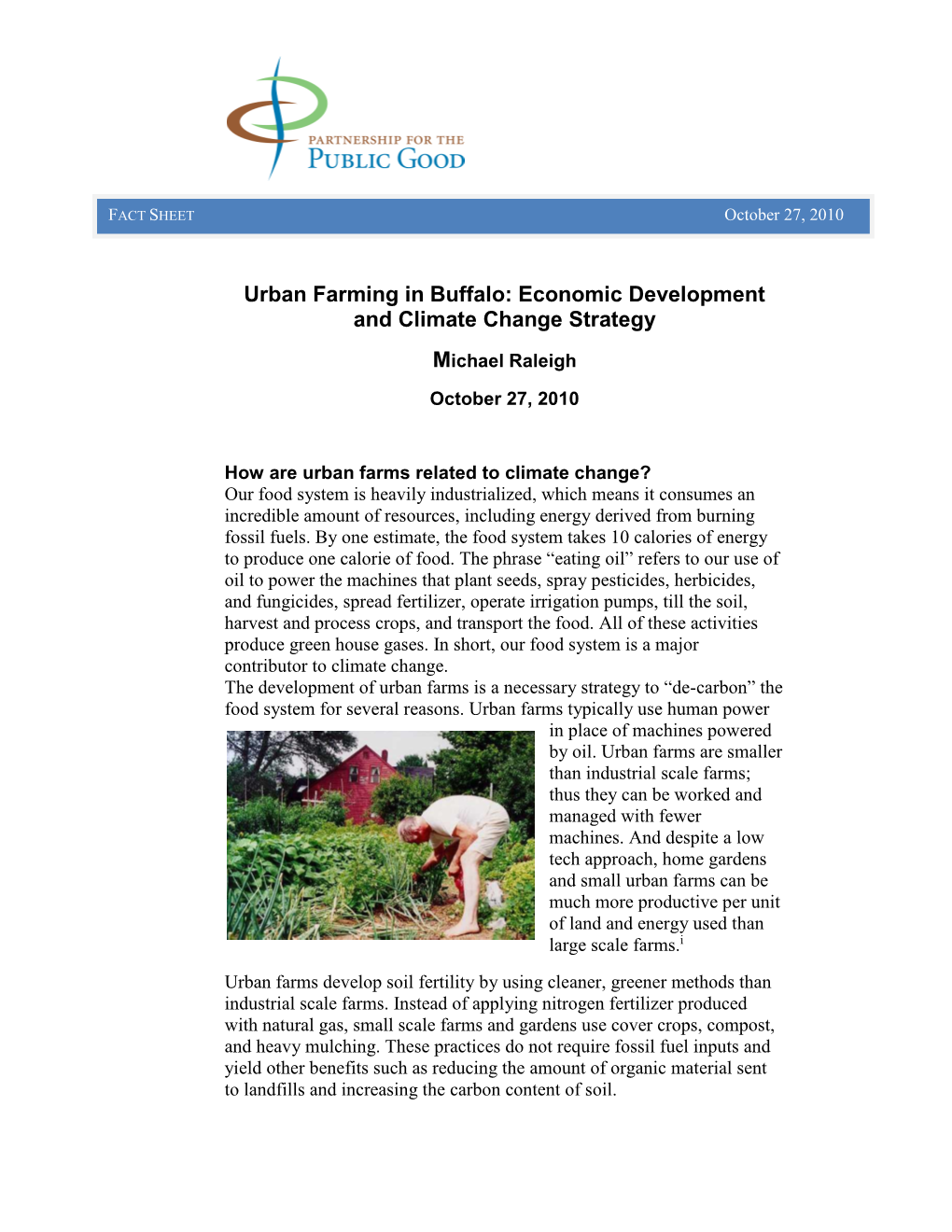 Urban Farming in Buffalo: Economic Development and Climate Change Strategy