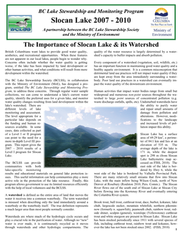 Slocan Lake 2007 - 2010