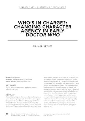 Changing Character Agency in Early Doctor Who