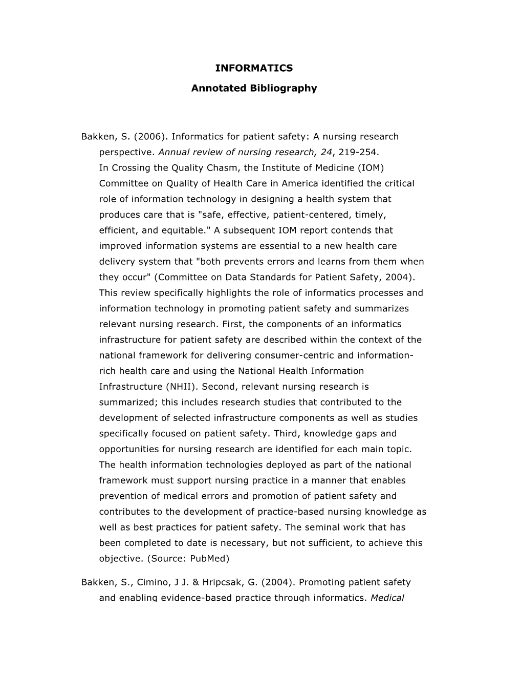 CONSOLIDATED INFORMATICS BIBLIOGRAPHY- 200811.Rtf