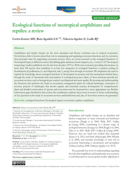 Ecological Functions of Neotropical Amphibians and Reptiles: a Review