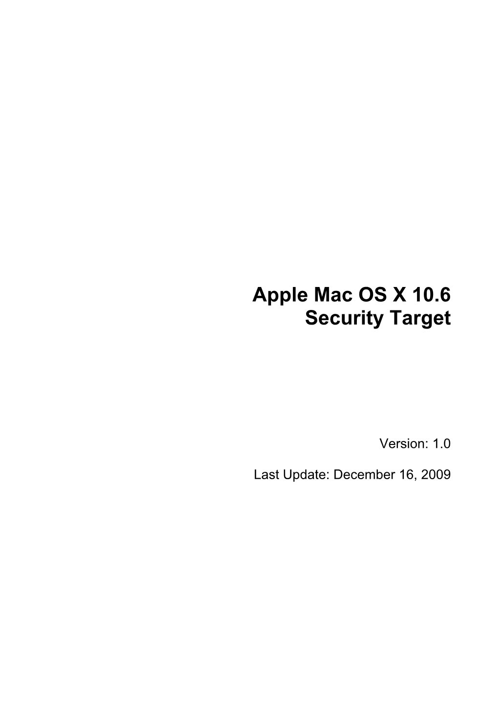 Apple Mac OS X 10.6 Security Target