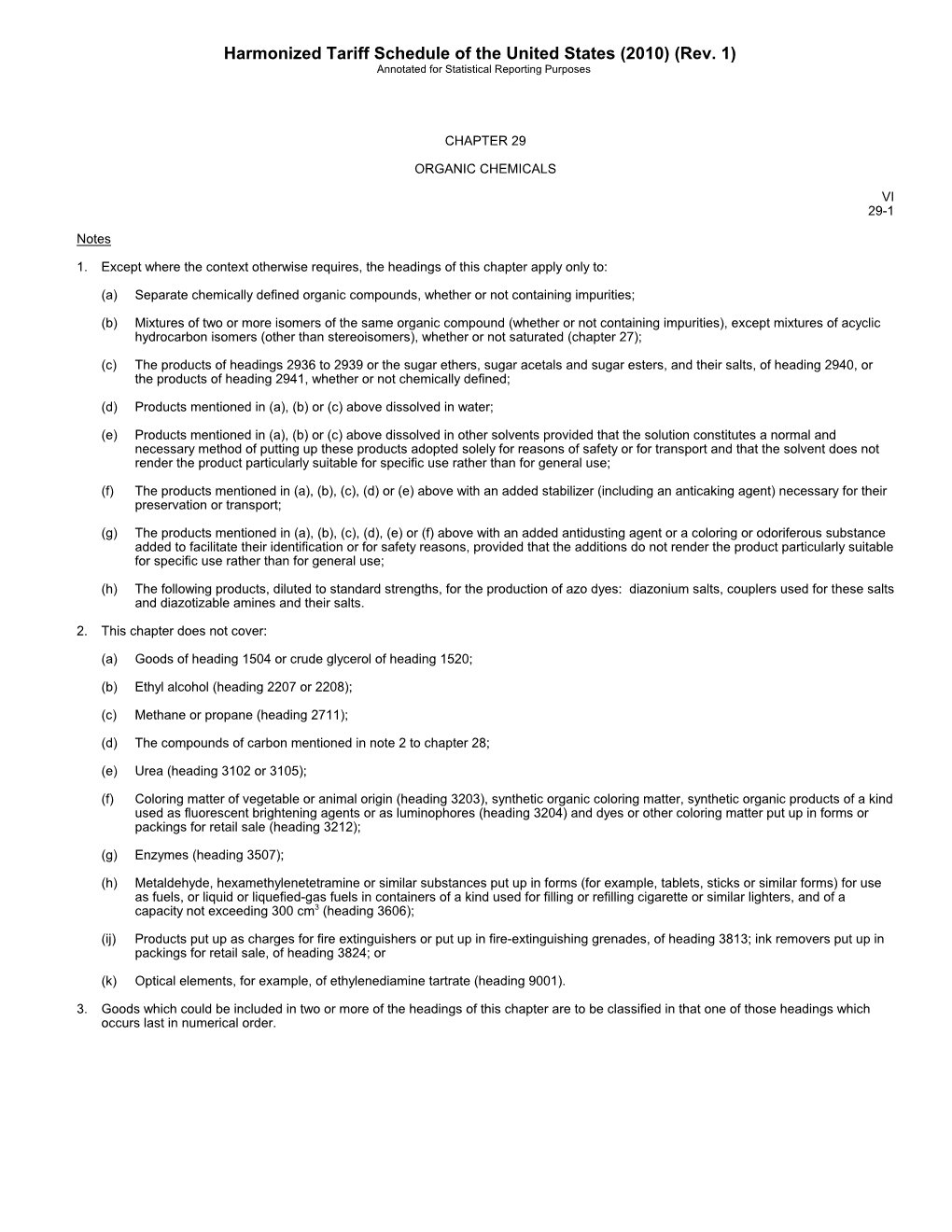 Harmonized Tariff Schedule of the United States (2010) (Rev