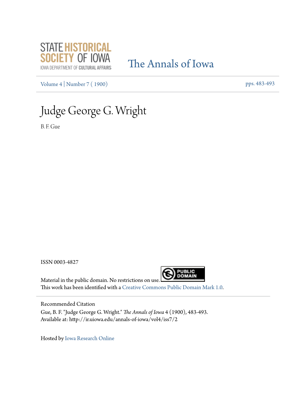 Judge George G. Wright B