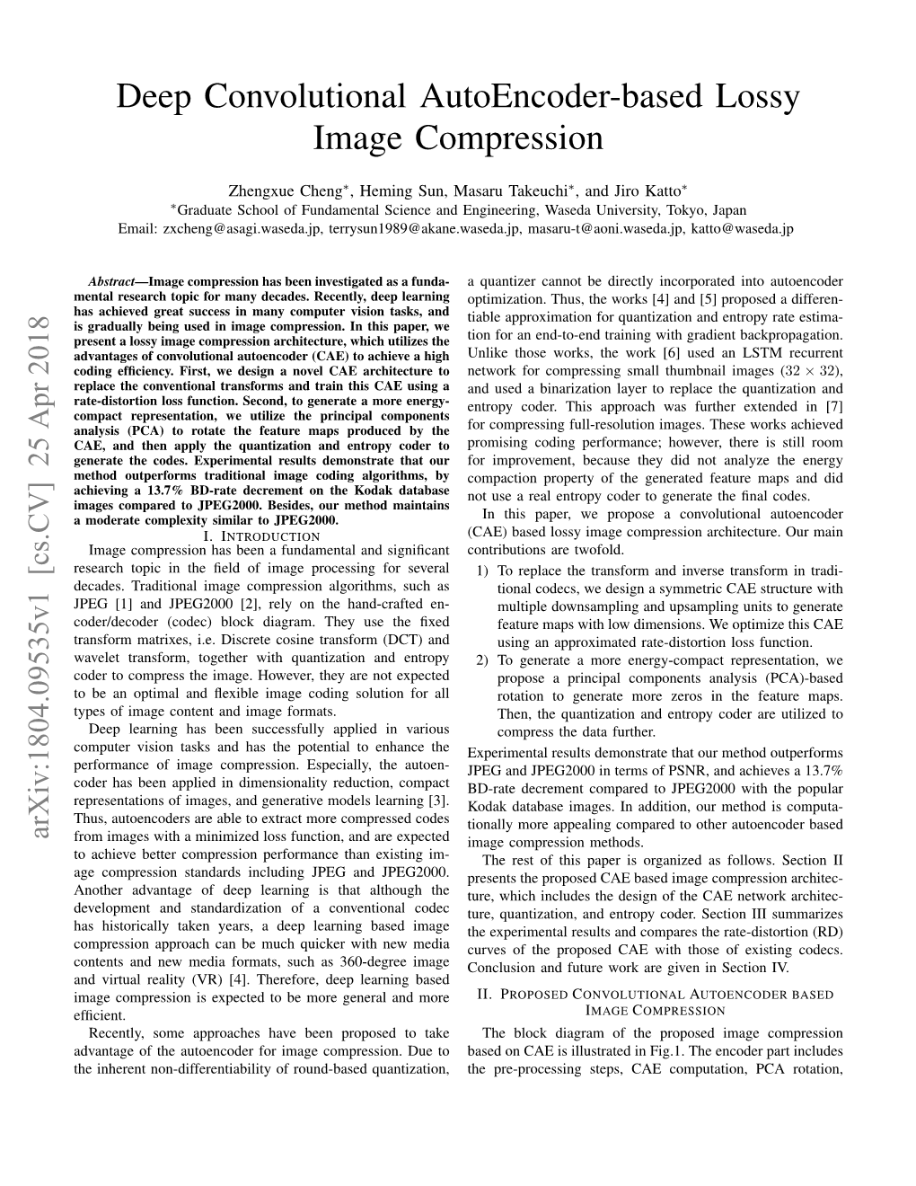 Deep Convolutional Autoencoder-Based Lossy Image Compression