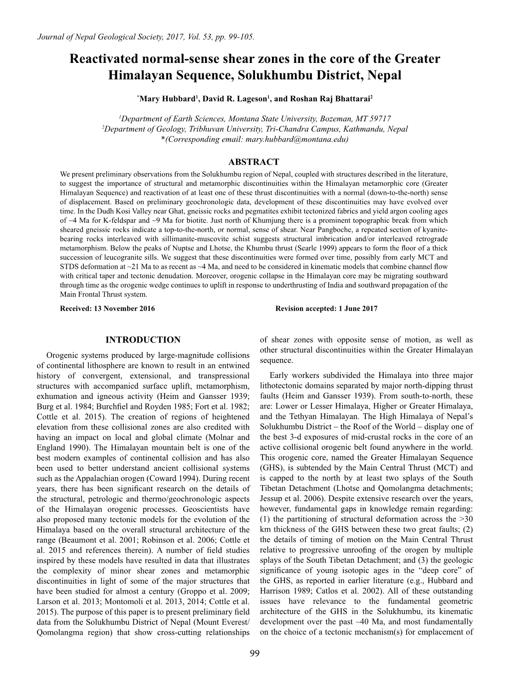 Reactivated Normal-Sense Shear Zones in the Core of the Greater Himalayan Sequence, Solukhumbu District, Nepal