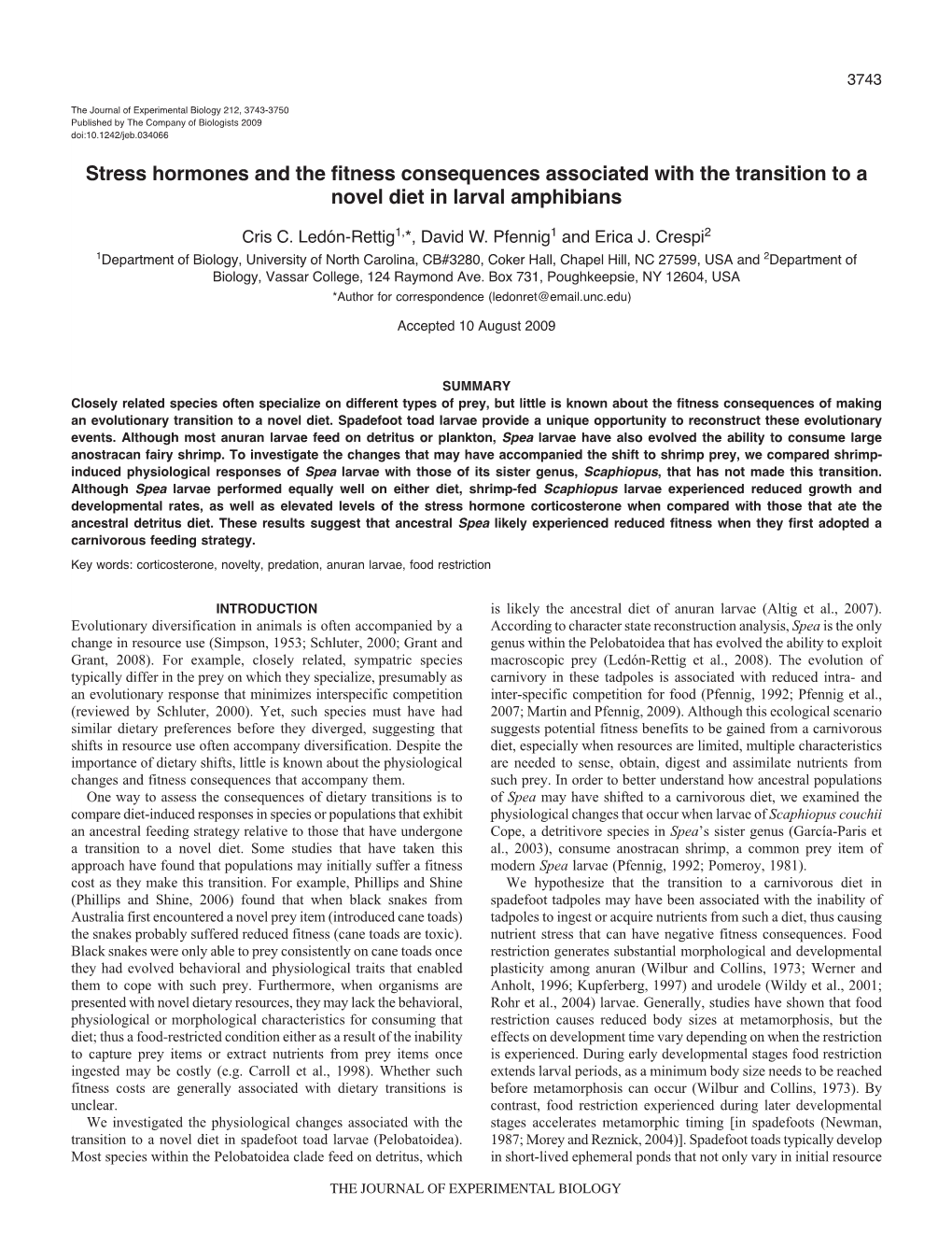 Stress Hormones and the Fitness Consequences Associated with the Transition to a Novel Diet in Larval Amphibians