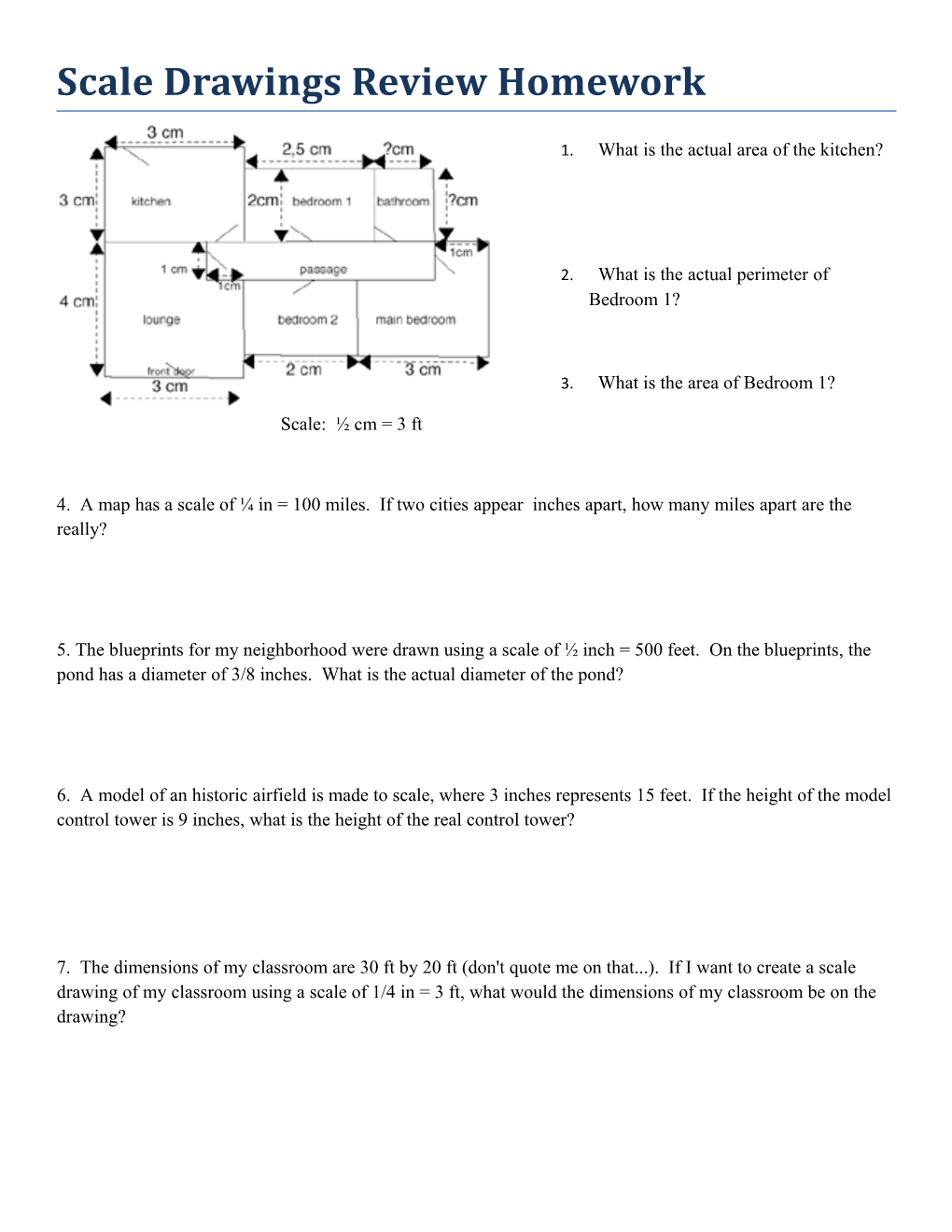 Scale Drawings Review Homework