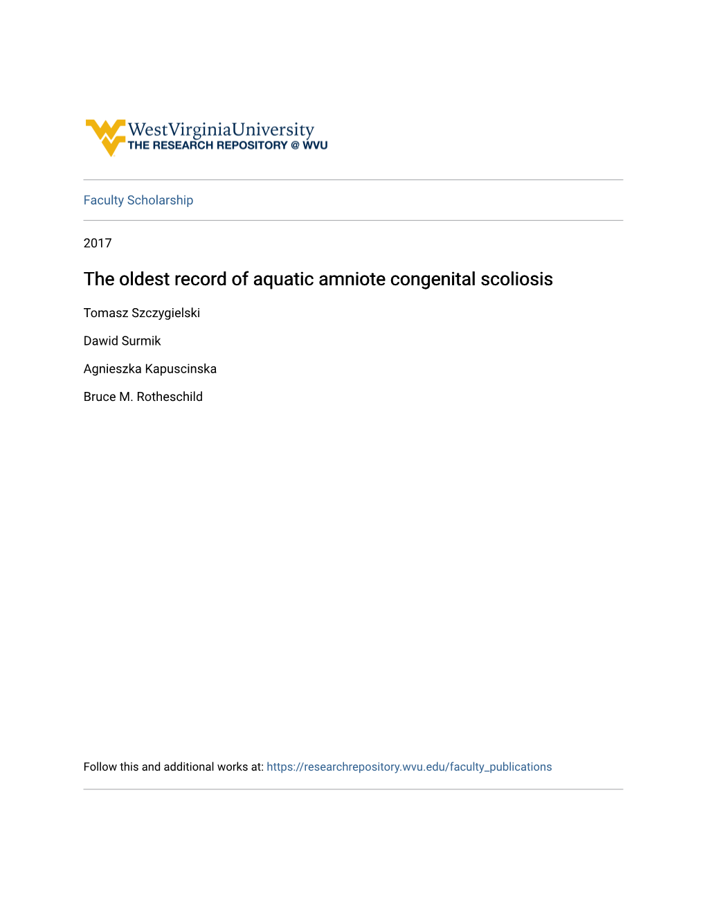 The Oldest Record of Aquatic Amniote Congenital Scoliosis