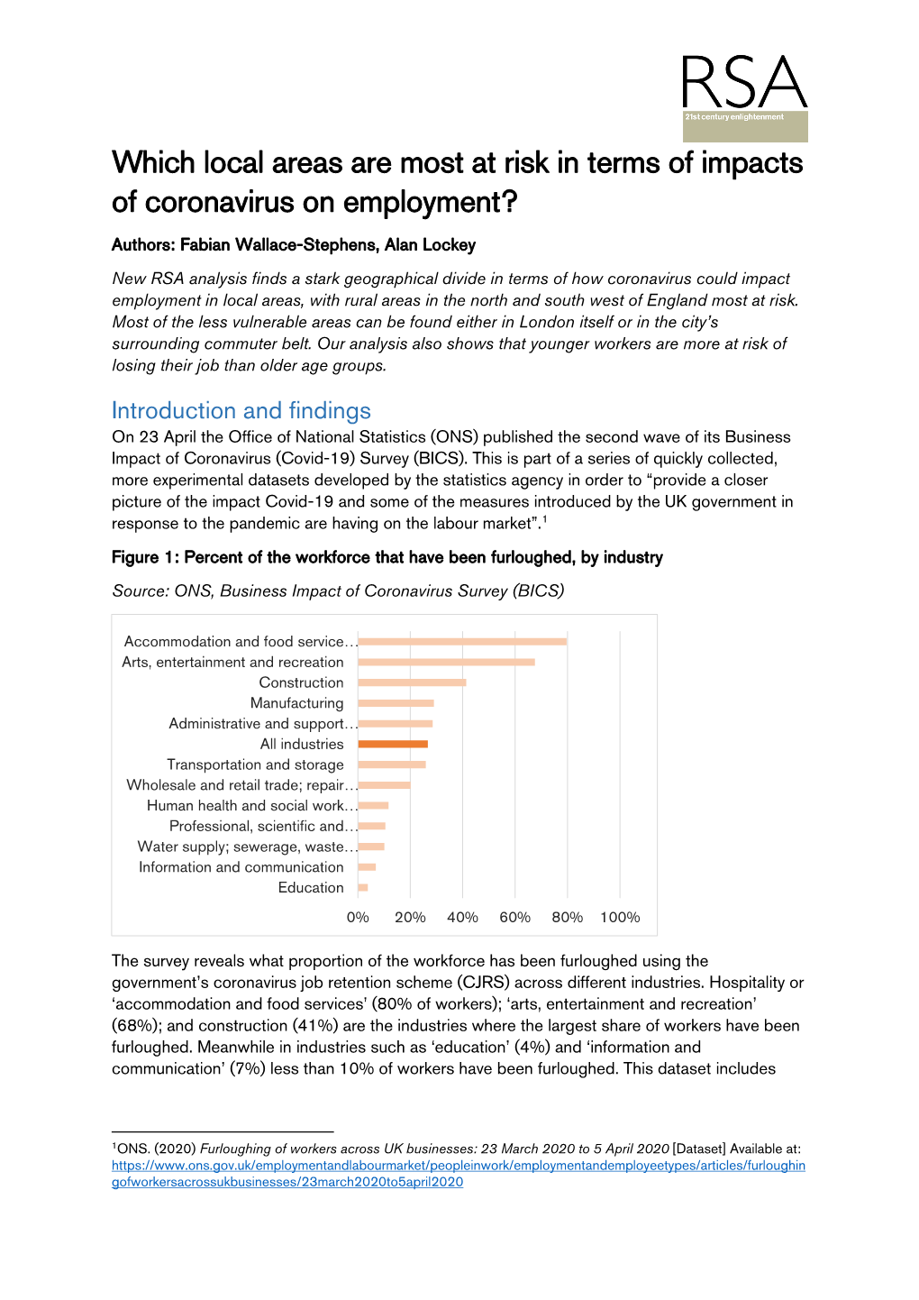 Which Local Areas Are Most at Risk in Terms of Impacts of Coronavirus on Employment?