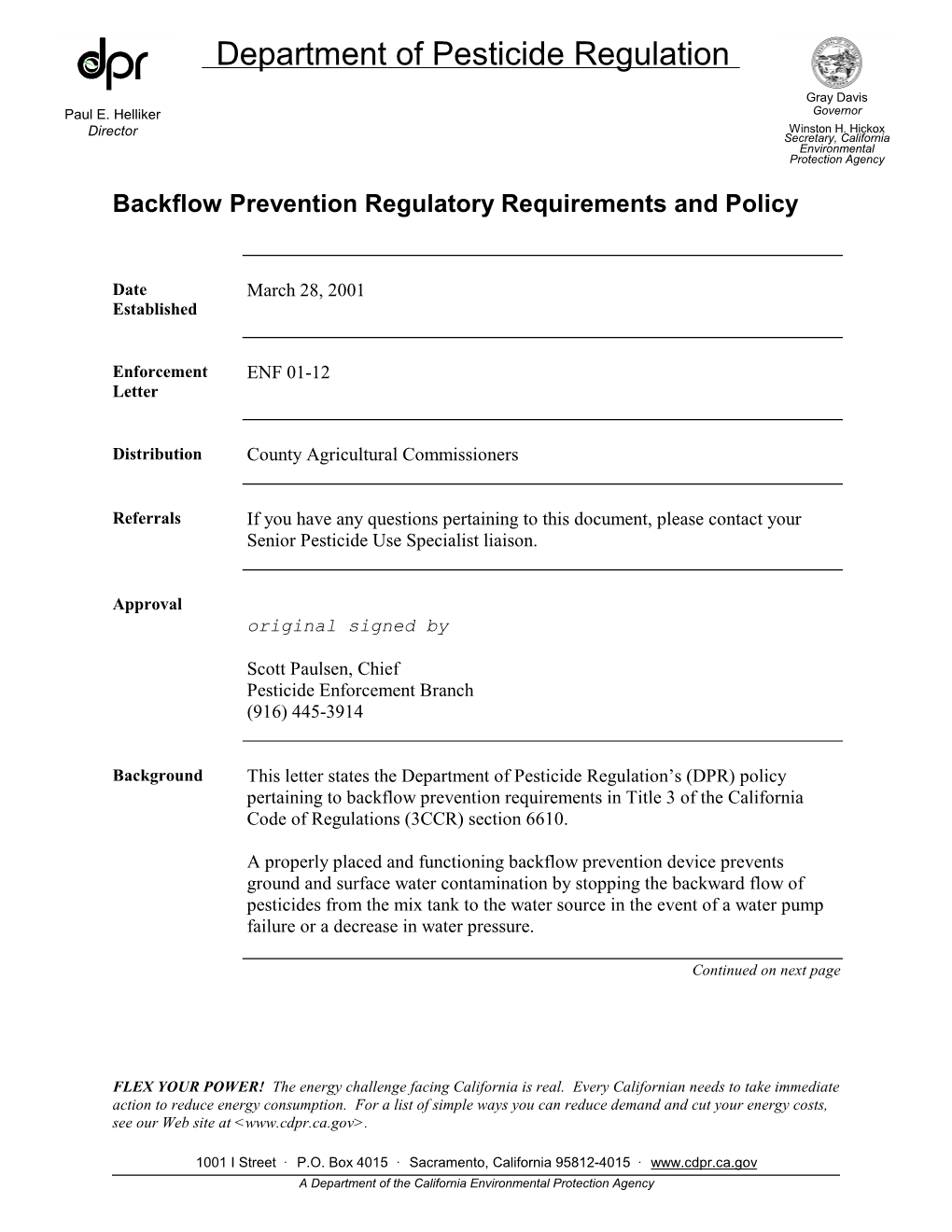 ENF 01-12 Letter