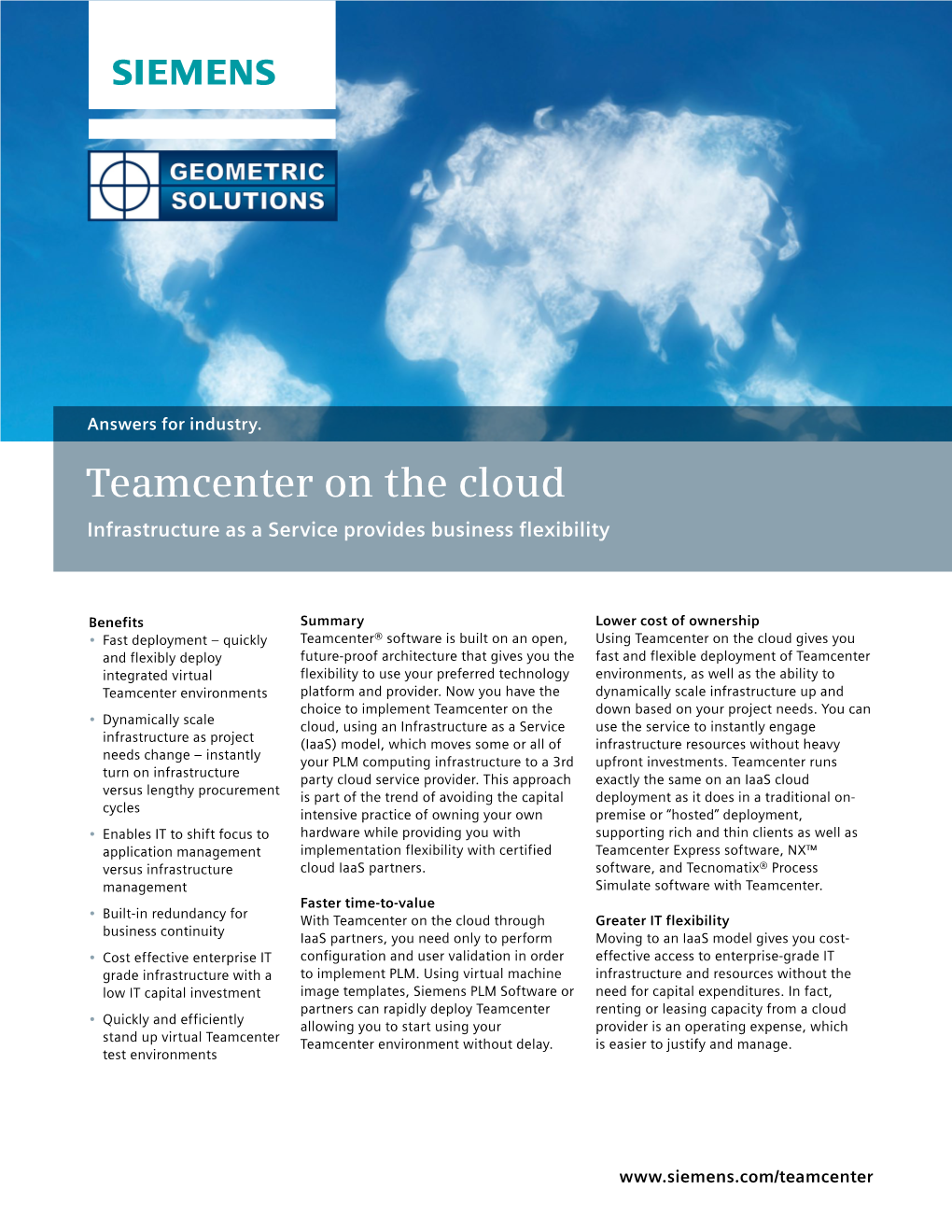 Teamcenter on Cloud Fact Sheet