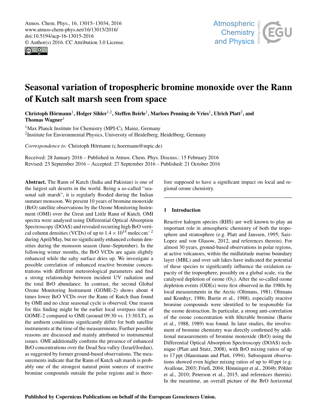 Seasonal Variation of Tropospheric Bromine Monoxide Over the Rann of Kutch Salt Marsh Seen from Space