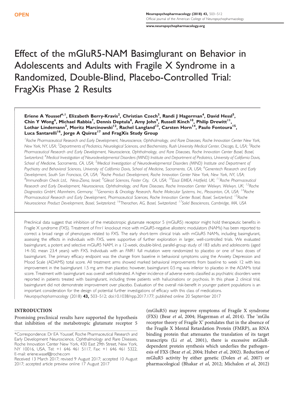 Effect of the Mglur5-NAM Basimglurant on Behavior In