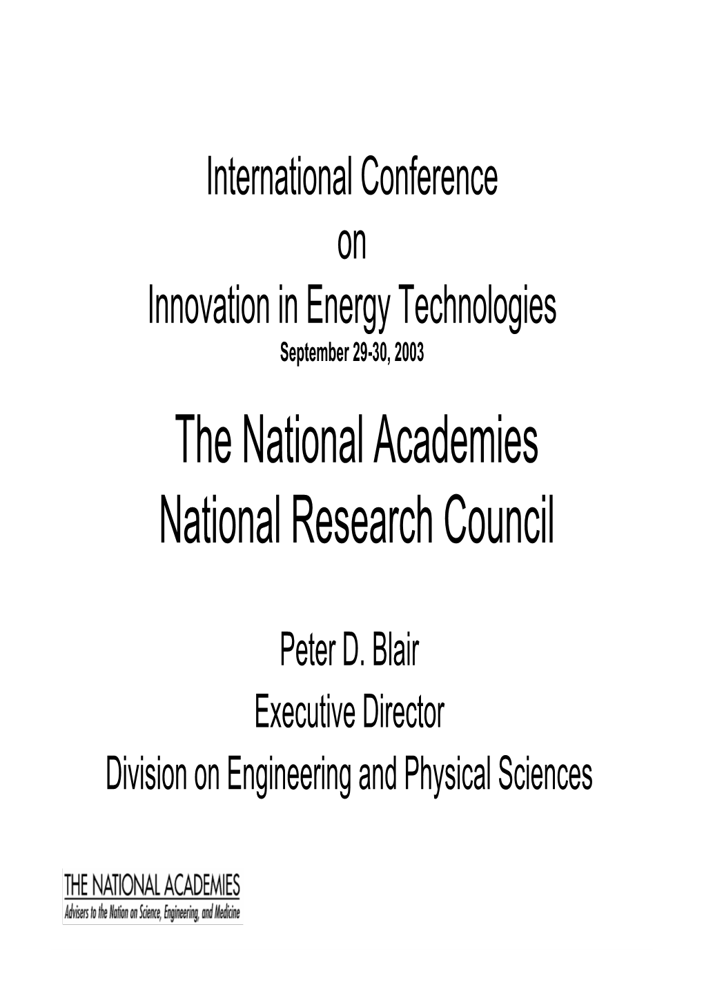 The National Academies National Research Council