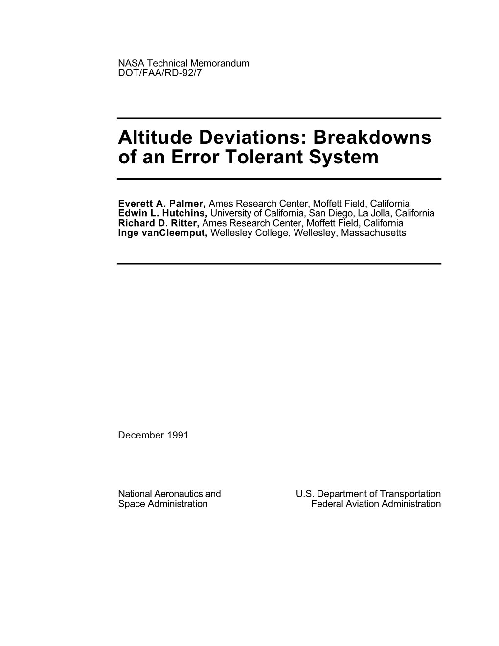 Altitude Deviations: Breakdowns of an Error Tolerant System