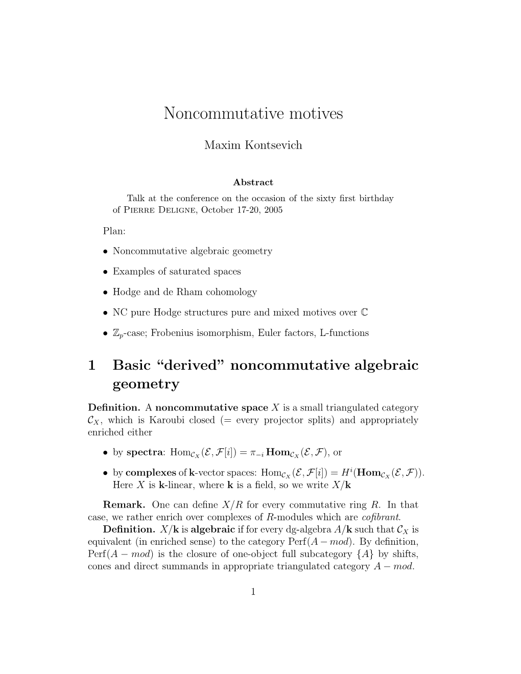 Noncommutative Motives