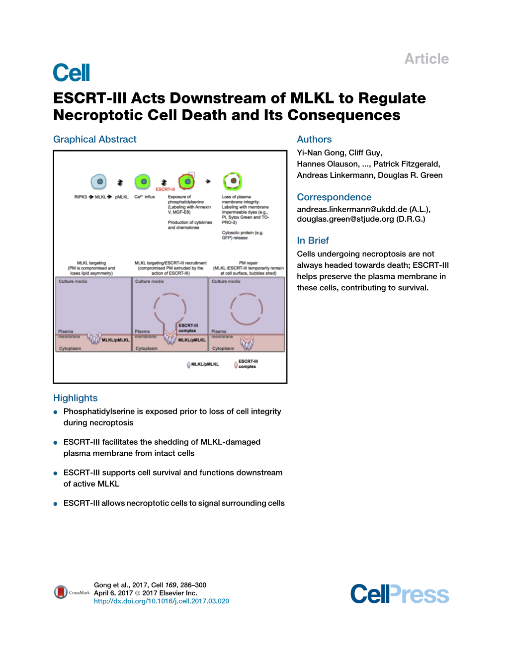 ESCRT-III Acts Downstream of MLKL to Re...Ptotic Cell Death and Its