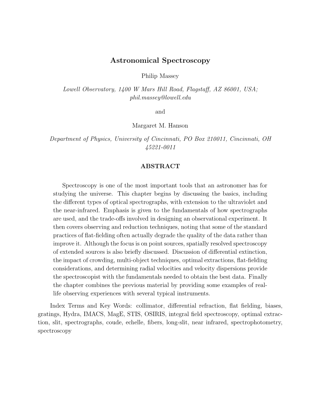 Astronomical Spectroscopy