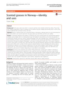 Scented Grasses in Norway—Identity and Uses Torbjørn Alm