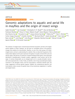 Genomic Adaptations to Aquatic and Aerial Life in Mayflies and the Origin of Insect Wings