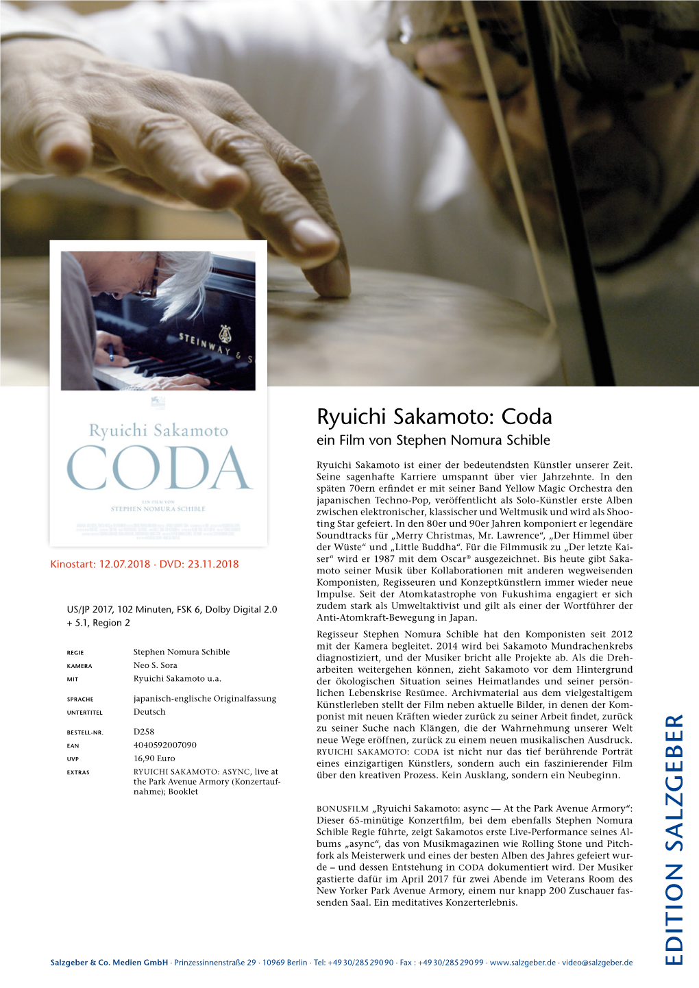 Ryuichi Sakamoto: Coda Ein Film Von Stephen Nomura Schible