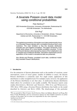 A Bivariate Poisson Count Data Model Using Conditional Probabilities