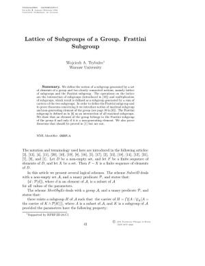 Lattice of Subgroups of a Group. Frattini Subgroup