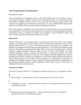 Active Equalization of Loudspeakers