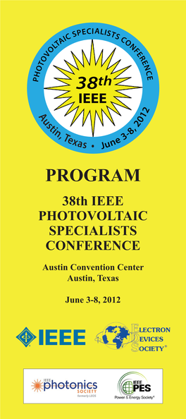 PROGRAM 38Th IEEE PHOTOVOLTAIC SPECIALISTS CONFERENCE