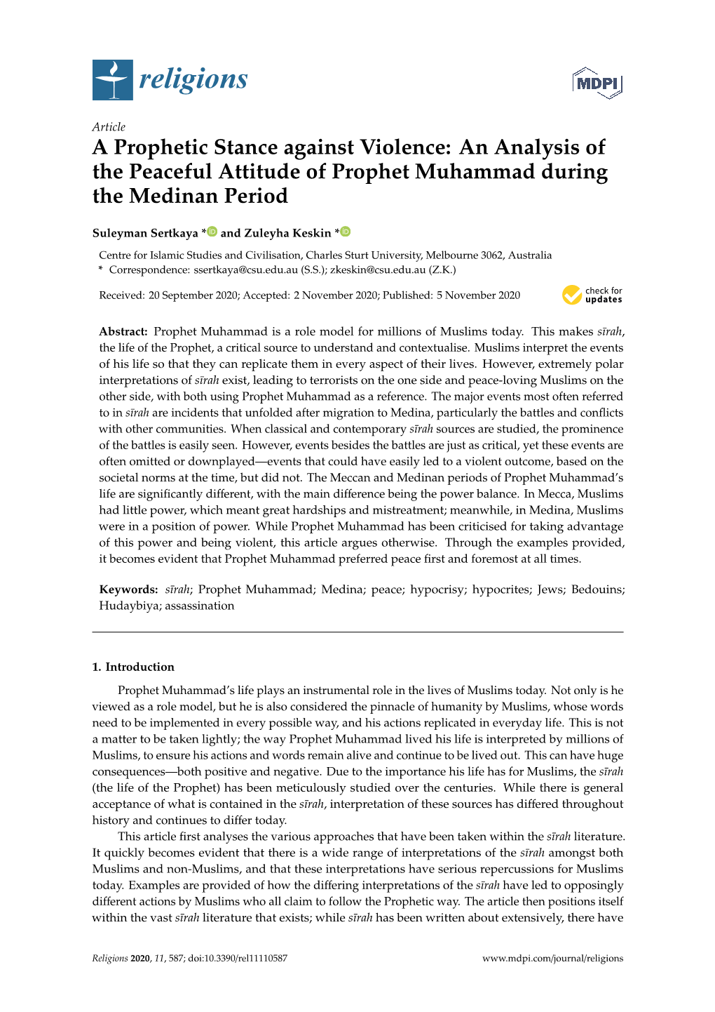 An Analysis of the Peaceful Attitude of Prophet Muhammad During the Medinan Period