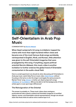 Self-Orientalism in Arab Pop Music | Norient.Com 10 Oct 2021 19:43:34