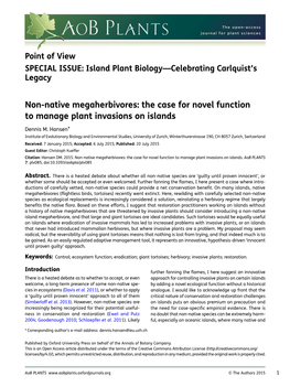 Non-Native Megaherbivores: the Case for Novel Function to Manage Plant Invasions on Islands