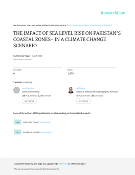 The Impact of Sea Level Rise on Pakistan's Coastal Zones– in a Climate Change Scenario