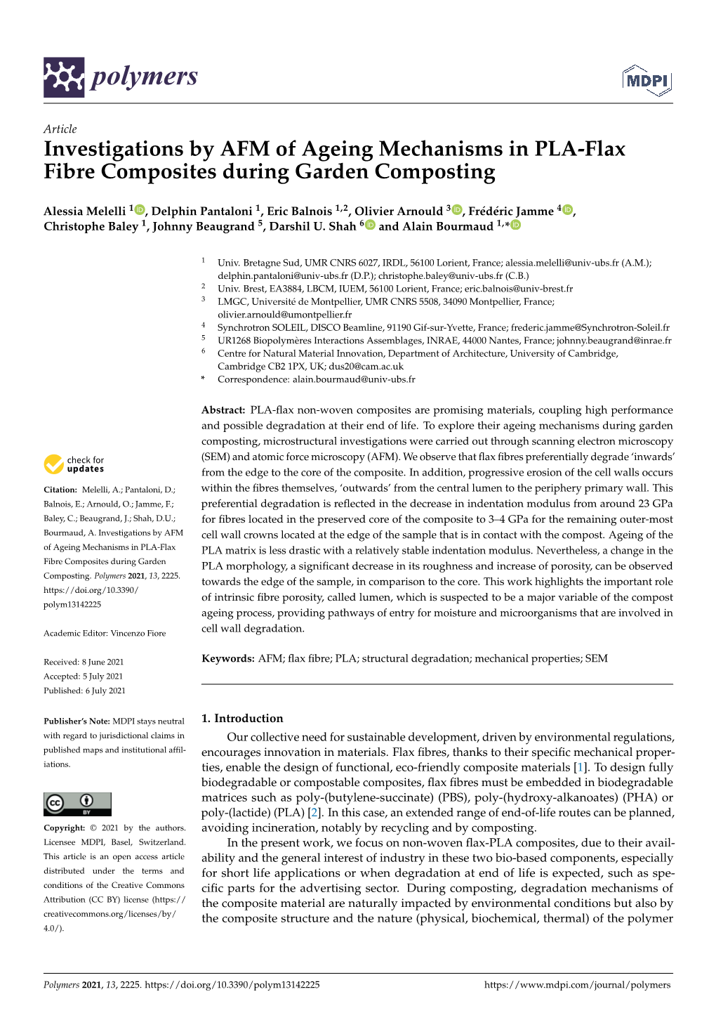 Investigations by AFM of Ageing Mechanisms in PLA-Flax Fibre Composites During Garden Composting
