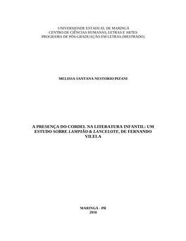 Um Estudo Sobre Lampião & Lancelote, De Fernando Vilela