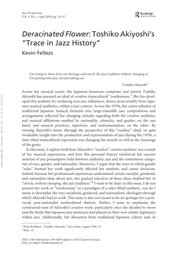 Deracinated Flower: Toshiko Akiyoshi's “Trace in Jazz History”