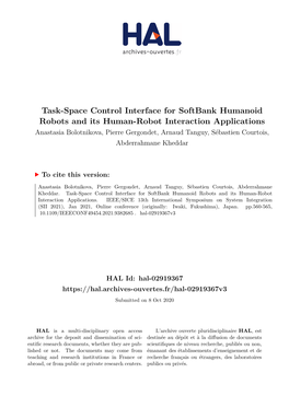 Task-Space Control Interface for Softbank Humanoid Robots and Its