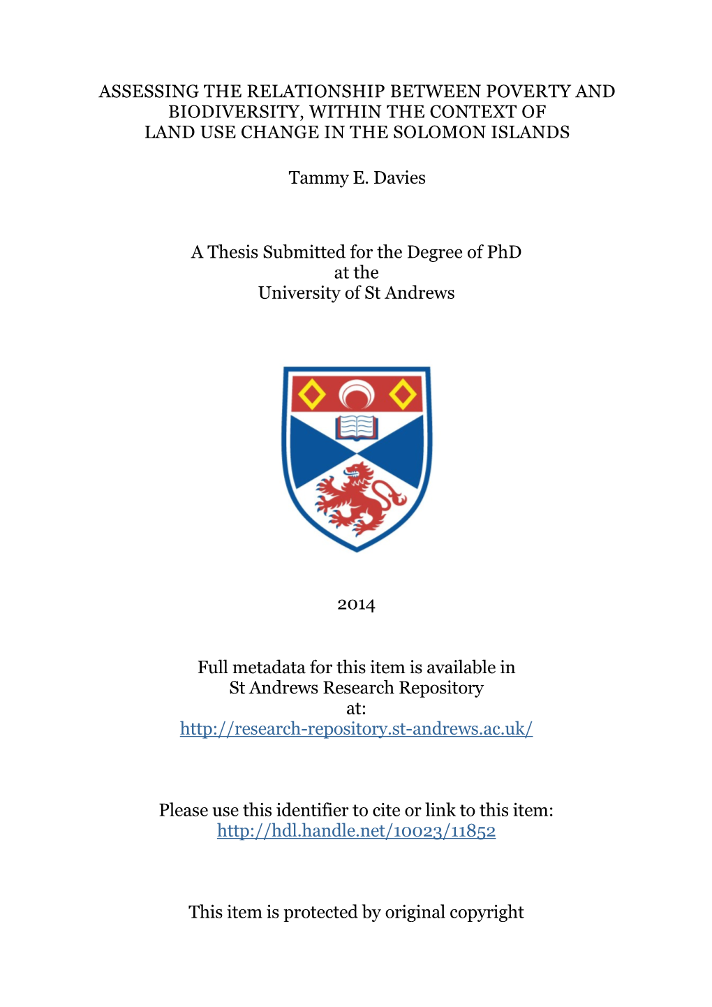 Tammy E. Davies Phd Thesis